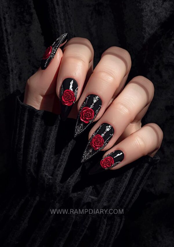 Vamp Romantic Nails: Gothic Coffin Nail Ideas for 2026